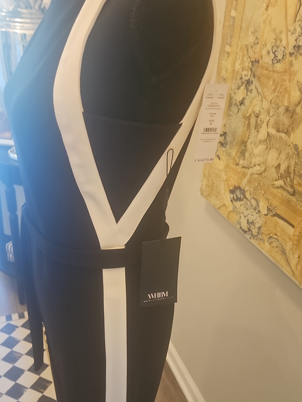 Stunning Black with White Trim Jumpsuit
